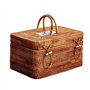 FSLQNX Corbeille à Pain with Picnic Portable Food Rattan Basket Bread Storage Box Wicker Handle Box Handwoven Tea Kitchen Cake C