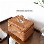FSLQNX Corbeille à Pain with Picnic Portable Food Rattan Basket Bread Storage Box Wicker Handle Box Handwoven Tea Kitchen Cake C