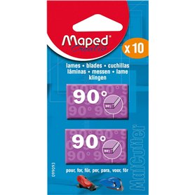 Maped - Lames de Cutter à 90° Coupe Droite pour Outils de Coupe MatCutter et Advanced MatCutter - Boîte de 10 Lames de Cutter de