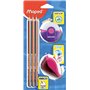 Maped - Kit de démarrage pour élèves en bois certifié FSC - 3 crayons Black'PEPS, 1 gomme Zenoa, 1 taille-crayon Clean - Vert, r