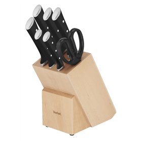 Tefal Ice Force Ensemble 8 pièces Bloc couteaux de cuisine + 6 couteaux + Ciseaux