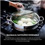 BAUMALU - Faitout avec Couvercle Verre - Acier Inoxydable - Tous Feux dont Induction - Triple Fond Diffuseur, Répartition Homogè
