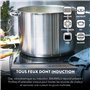 BAUMALU - Service à Fondue - Caquelon en Fonte - Couvercle Anti-Éclaboussures - Réchaud - Brûleur à Pâte - 6 Fourchettes - Plate