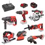 Pack complet Bricolage Easy Full : Perceuse/Perfo/Meuleuse/Scie sauteuse/circulaire/sabre/ponceuse/batteries 4Ah/2Ah