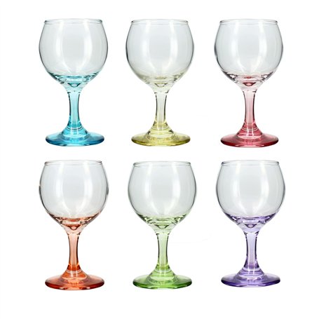 NOVASTYL - Lot de 6 verres à pied ballon 19cl en verre couleurs assorties - 1605169