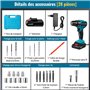 Visseuse Devisseuse Sans Fil avec 2 Batteries 2.0Ah