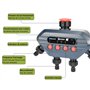 Jardibric - Programmateur d'Arrosage Nez de Robinet Bluetooth 4 Voies : Réglage de 1min à 6h, Fréquence de 1h à 7 Jours, 1 Progr