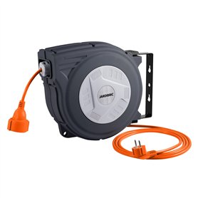 Jardibric - Dévidoir Mural Électrique 25m + 2m 230V AC IP20/50Hz Usage Intérieur 3200W Déroulé 1500W Enroulé - H05VV-F 3G1.5mm²