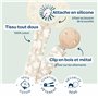 BIOLANE - Attache tétine bébé - Pour tétine sans anneau - Tissu 100% coton - Beige - Fixation Silicone - Clip en bois et métal -