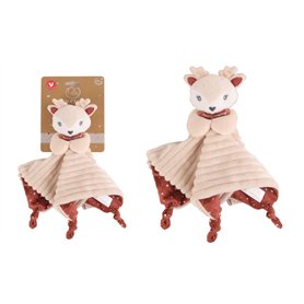 DODO D'AMOUR - Doudou Carré - Biche - 053970 - Crème - Polaire - Cadeau Naissance - Peluche - Bébé - Doux - Lavable en Machine -