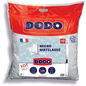 DODO - Lot de 2 oreillers - MICRO MATELASSE - 60 x 60 cm - Blanc