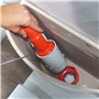 Wirquin 10724143 Mécanisme chasse d'eau wc double chasse avec bouton poussoir à câble Easy Clic, gris et rouge