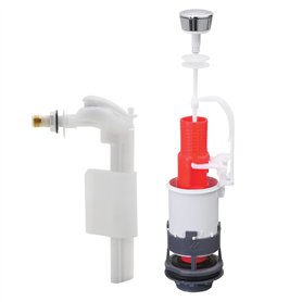 Wirquin 10724037 Chasse d'eau wc complète mécanisme wc simple chasse MP & robinet flotteur à alimentation latérale F90