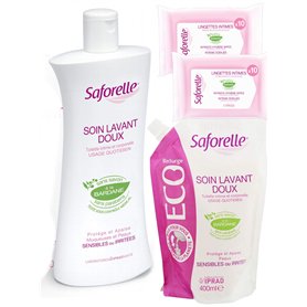 Soin Lavant Doux Saforelle - Hygiène intime et corporelle : Protège et Apaise les peaux sensibles ou irritées - Flacon de 500ml