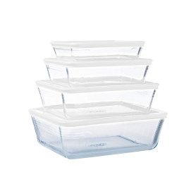 Pyrex Cook & Freeze - Lot de 4 Boites Rectangulaires avec Couvercle - 0.8L
