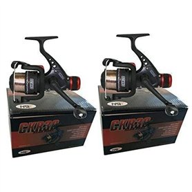 2 moulinets de pêche noirs CKR30 chargés avec ligne 2