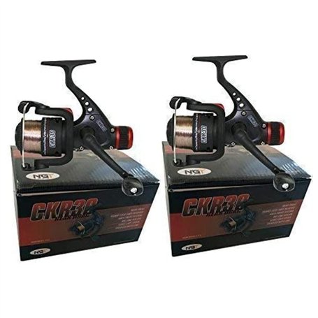 2 moulinets de pêche noirs CKR30 chargés avec ligne 2