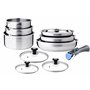 Batterie 10 pcs casseroles 16-18-20 cm poêle 20-22-26 cm satiné couvercles 16-18-20 cm 1 poignée