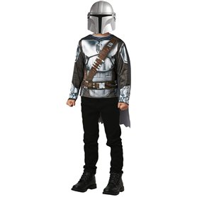 RUBIES - STAR WARS Officiel - Déguisement Enfant The Mandalorian - Taille Unique 5-8 ans - Costume avec Top Imprimé Imitation «