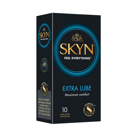 SKYN Extra Lube : Lot de 10 Préservatifs sans latex Skynfeel pour Hommes / Taille Standard