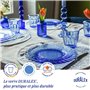 Duralex® - Service de 18 Assiettes Ondulées Le Picardie® - Plate 23cm, Creuse 23cm, Dessert 20,5cm - Verre Bleu Marine Ultra Rés