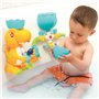 LUDI - Coffret de Bain Dino - 1 Circuit d’Eau à Construire, 1 Grand Dinosaure, 1 Bébé Dino Aspergeur - Jouet de Bain pour Bébé à