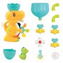 LUDI - Coffret de Bain Dino - 1 Circuit d’Eau à Construire, 1 Grand Dinosaure, 1 Bébé Dino Aspergeur - Jouet de Bain pour Bébé à