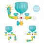 LUDI - Coffret de Bain Dino - 1 Circuit d’Eau à Construire, 1 Grand Dinosaure, 1 Bébé Dino Aspergeur - Jouet de Bain pour Bébé à