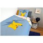 Sahinler Parure De Lit Pikachu Réversible Enfant - Housse De Couette 140x200 cm + Taie d'oreiller 63x63 cm - Bleu - 100% Coton N