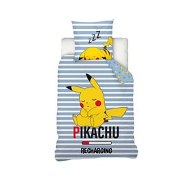 SAHINLER créateur d'univers Housse De Couette Pikachu Dodo 140x200 cm + Taie d'oreiller Pikachu 63x63 cm - Bleu - 100% Coton