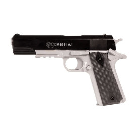 CyberGun Pistolet Airsoft Colt 1911 HPA Dual Tone-modèle à Ressort-armement Manuel/Mode Coup par Coup-Couleur: Noir/Argent-matiè