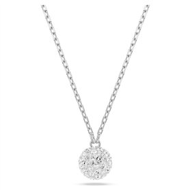 Swarovski Dextera Collier avec pendentif rond en forme de sphère plaqué rhodium pour femme Blanc