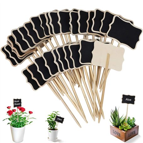 Étiquette de Jardin 30 Pieces T-Type Étiquettes Plantes en Boi Imperméable Etiquettes de Plantes en Ardoise pour Jardin Graines