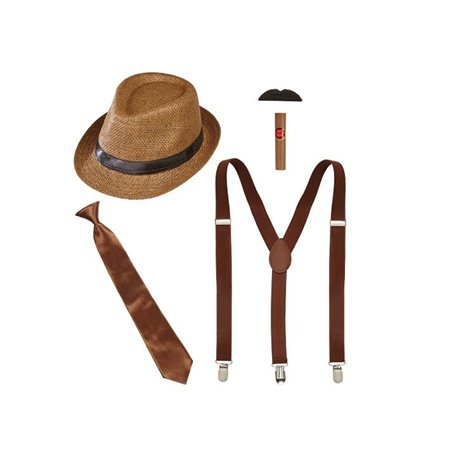 LP Divertissements Lot de 12 - Set Accessoires 'années folles' Borsalino Brun Adulte 5pcs