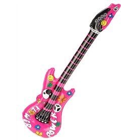 DEGUISE TOI - Guitare Gonflable Rose Adulte - Guitare - Taille Unique - Rose - Accessoires pour déguisement - - - Carnaval