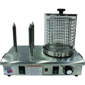 L2G -Chauffe-Saucisse Électrique - Machine à Hot Dog en Inox - Bocal Avec Grille Intérieure Inox Ø20 cm - 3 Plots Chauffants pou