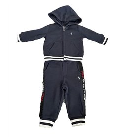 Ralph Lauren Survêtement 2 pièces pour bébé fille garçon coton polaire aviateur sweat à capuche jogging ensemble bleu marine bla