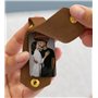 Porte Clé En Cuir Personnalisé avec Texte Gravé et Deux Photos Sublimées