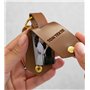 Porte Clé En Cuir Personnalisé avec Texte Gravé et Deux Photos Sublimées