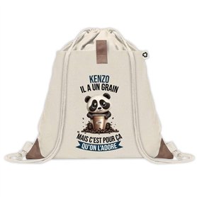 Planetee Sac à dos avec pochette Kenzo Panda Grain | Sac de Sport et Gym avec cordelettes en Toile | Idée Cadeau Collègue Noël A