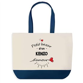 Sac de Shopping Bleu Petit Bazar d'un Kenzo d'amour | Idée Cadeau Collègue Noël Anniversaire | Grand Sac de Course Provision