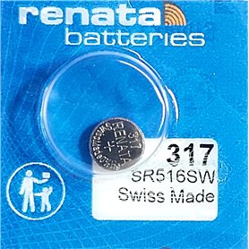 Renata / Swatch Group - Pile bouton oxyde argent 317 RENATA 1.55V 10.5mAh - Blister(s) x 1