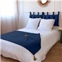 Enjoy Home – Edredon Décoratif - Bleu Marine avec 4 Pompons Jute – 90x190cm - 100% Coton – Certifié Oeko-TEX – Collection Panama