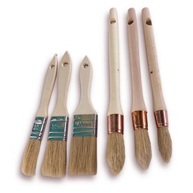 Lot de 6 pinceaux | 3 pinceaux à rechampir soie n°3/0 - n° 0 - n° 2 | 3 pinceaux à vernir série épaisse largeur 20-30-40 mm | Ém