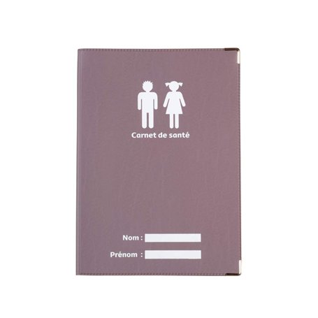 Protège carnet de santé mauve fabrication Française simili cuir renfort métal aux angles porte étui enfants adultes