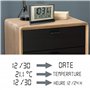 FISHTEC - Réveil Numérique Réveil Digital 13CM Radio Piloté – Ecran LCD avec Rétroéclairage Bleu - Grands Chiffres - Alarme avec