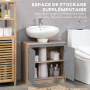HOMCOM Meuble Salle de Bain sous Lavabo - Meuble sous-Vasque - Placard 2 Portes avec étagère - dim. 60L x 30l x 59,8H cm - Panne
