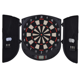 HOMCOM Cible Jeu de fléchettes électronique refermable 26 Jeux jusqu'à 8 Joueurs Affichage LCD Haut-Parleur Noir
