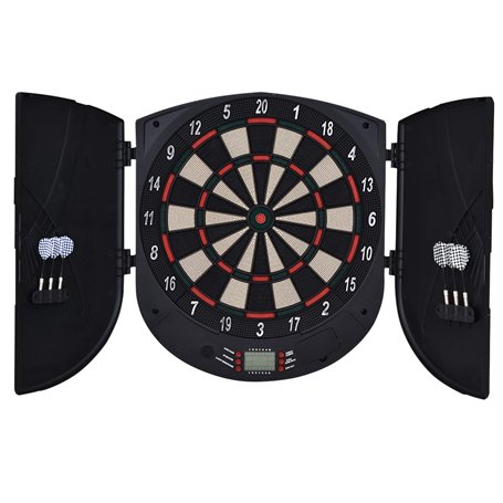 HOMCOM Cible Jeu de fléchettes électronique refermable 26 Jeux jusqu'à 8 Joueurs Affichage LCD Haut-Parleur Noir