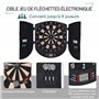 HOMCOM Cible Jeu de fléchettes électronique refermable 26 Jeux jusqu'à 8 Joueurs Affichage LCD Haut-Parleur Noir